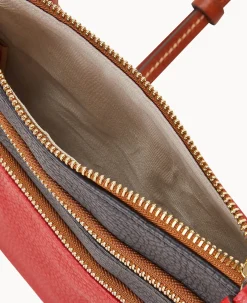 Dooney & Bourke Game Day Ready|Printed Fabric<MLB Triple Zip Crossbody Reds