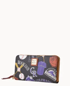 Dooney & Bourke Grab and Go|Wristlets<MLB Large Zip Around Wristlet Rockies