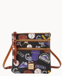 Dooney & Bourke Game Day Ready|Printed Fabric<MLB N S Triple Zip Crossbody Rockies