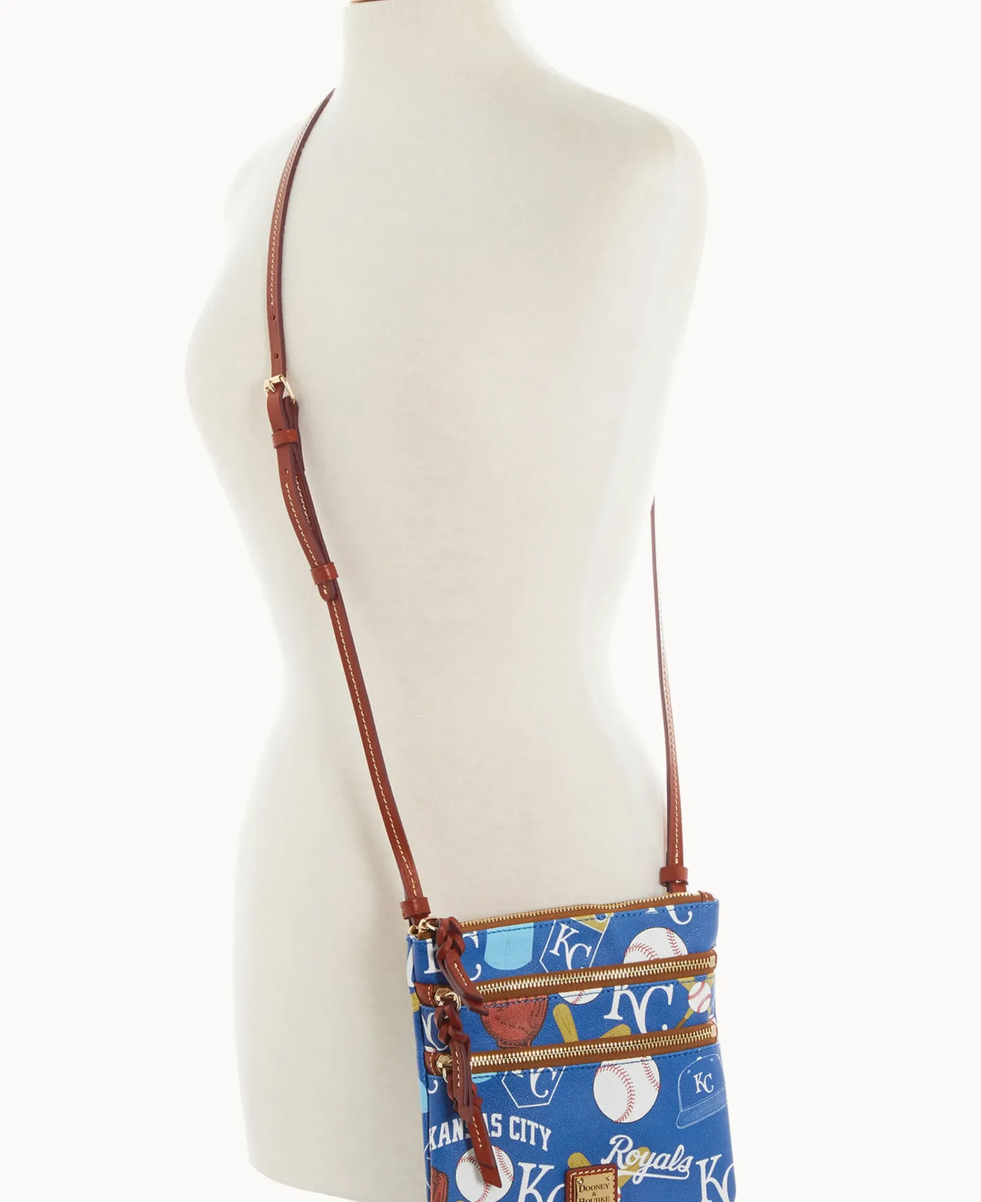 Dooney & Bourke Game Day Ready|Printed Fabric<MLB N S Triple Zip Crossbody Royals