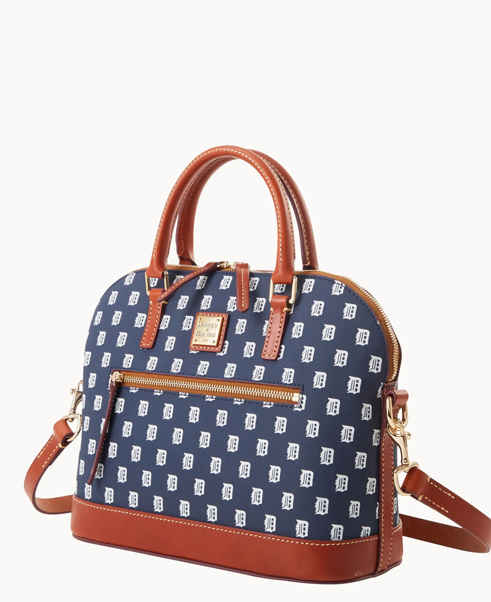 Dooney & Bourke Game Day Ready|Printed Fabric<MLB Domed Zip Satchel TIGERS