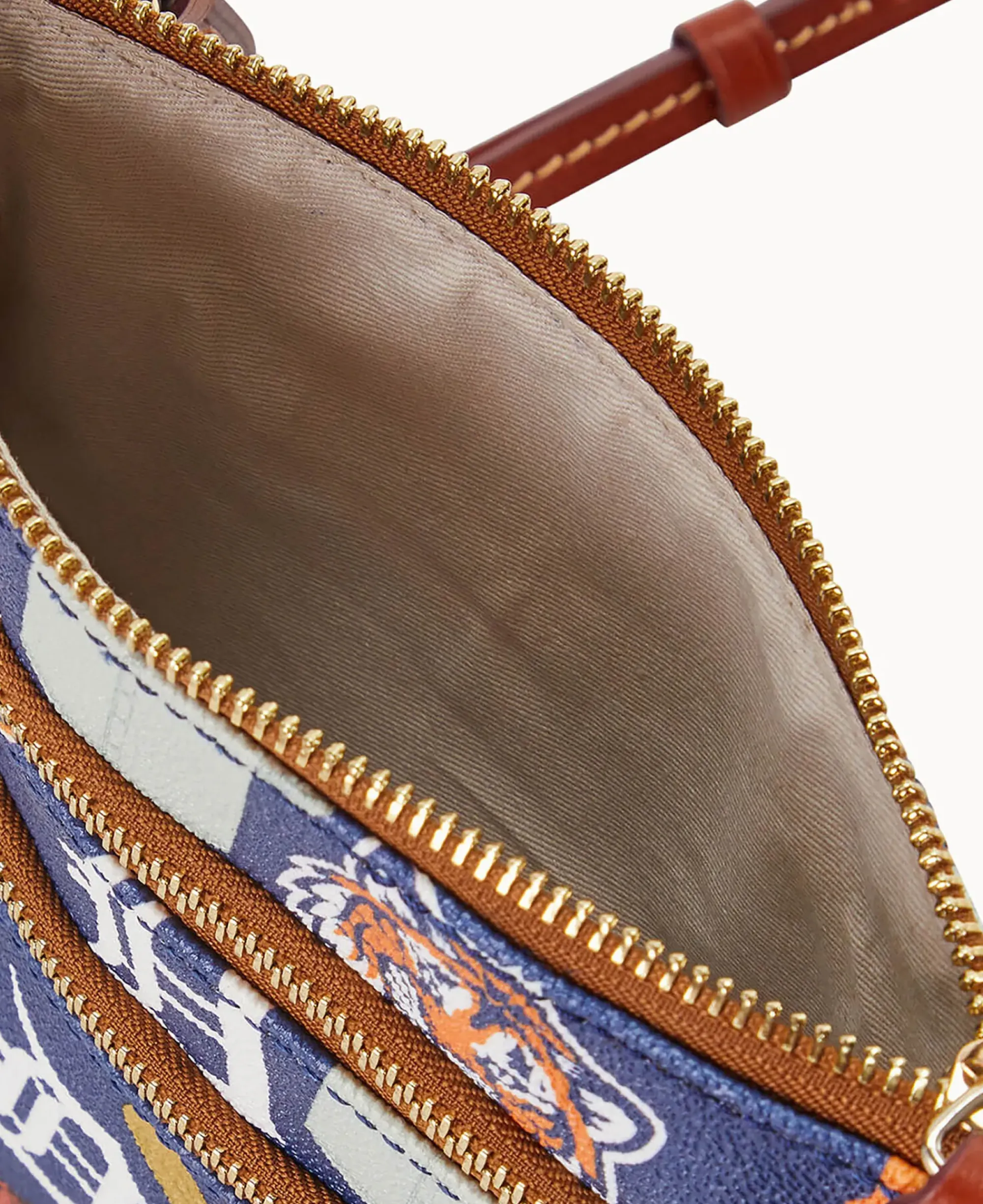 Dooney & Bourke Game Day Ready|Printed Fabric<MLB N S Triple Zip Crossbody Tigers