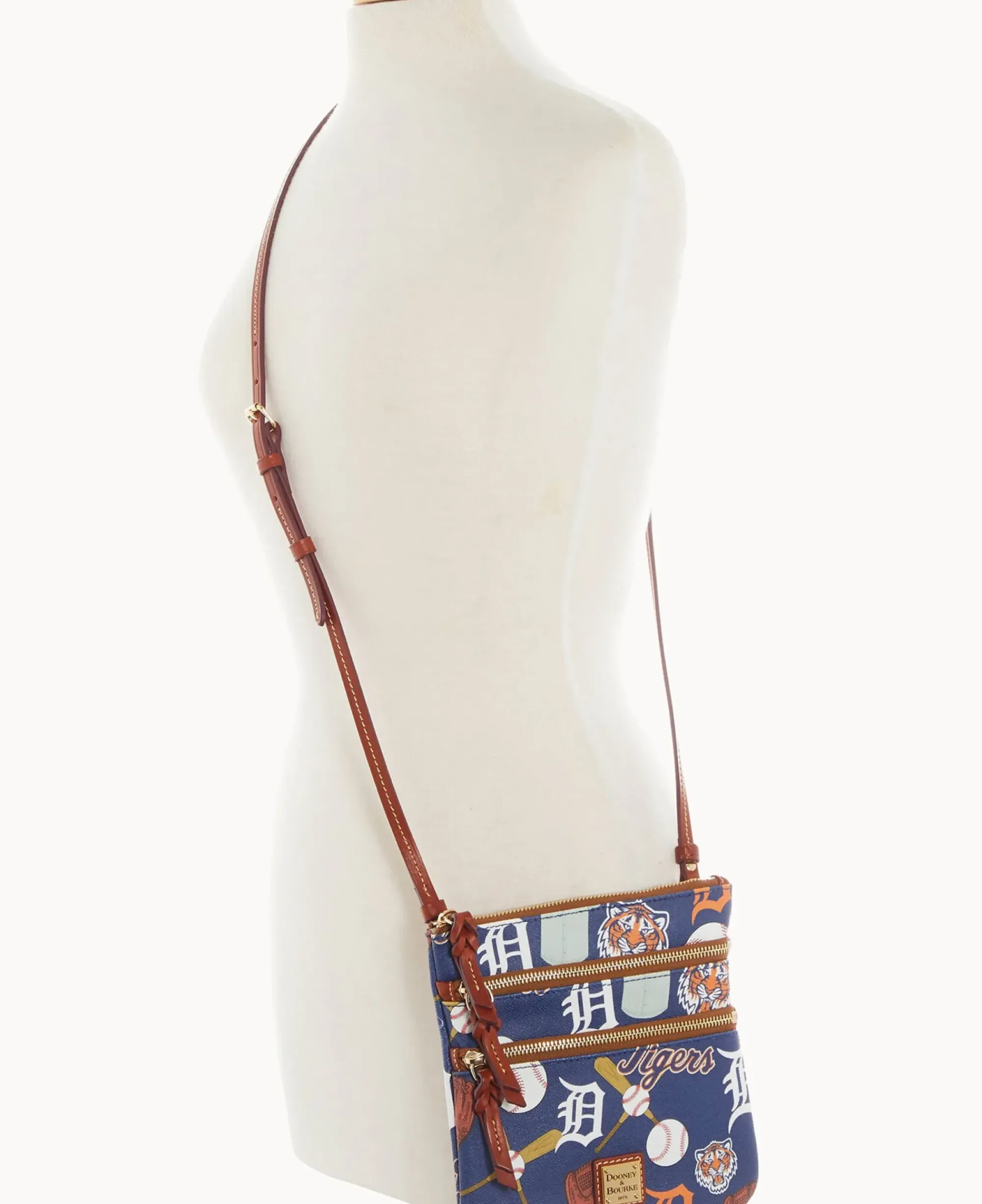Dooney & Bourke Game Day Ready|Printed Fabric<MLB N S Triple Zip Crossbody Tigers