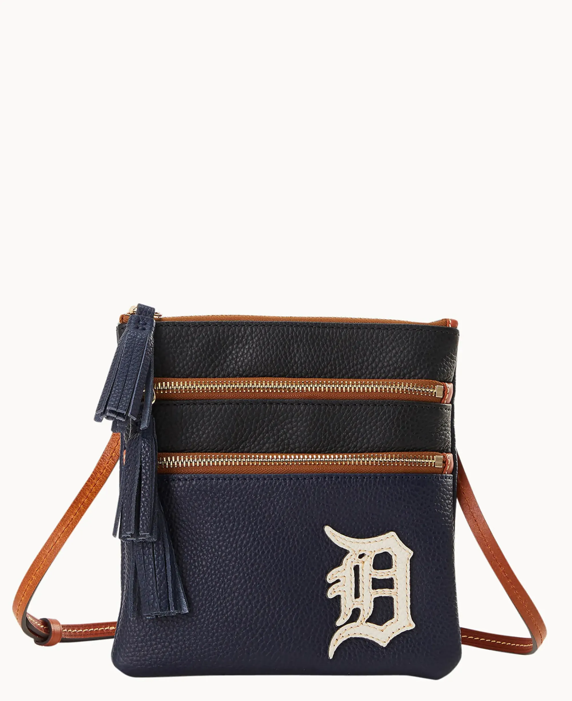 Dooney & Bourke Game Day Ready|Printed Fabric<MLB Triple Zip Crossbody Tigers