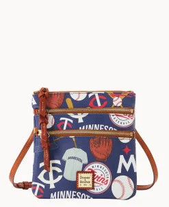 Dooney & Bourke Game Day Ready|Printed Fabric<MLB N S Triple Zip Crossbody Twins