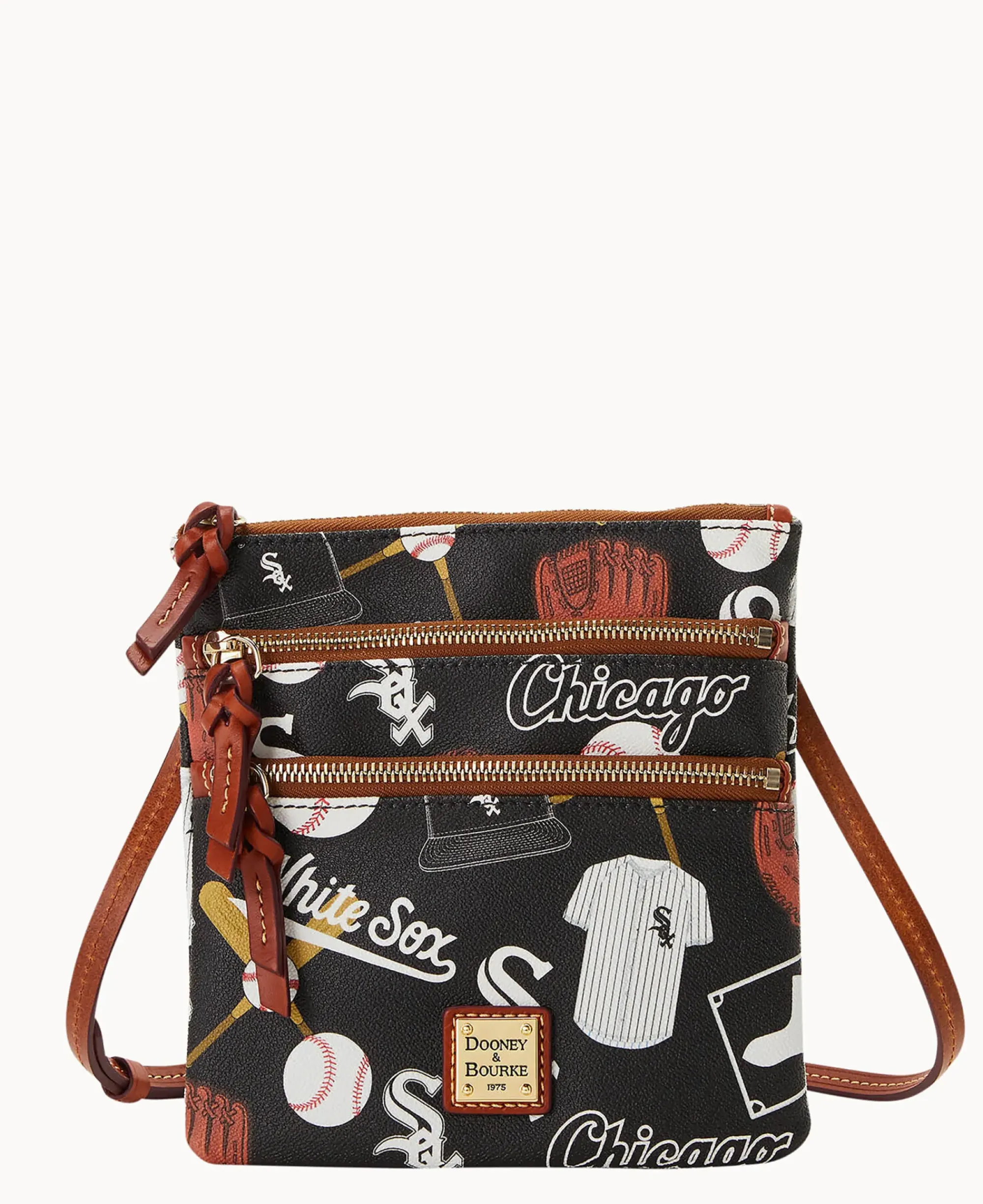 Dooney & Bourke Game Day Ready|Printed Fabric<MLB N S Triple Zip Crossbody White Sox