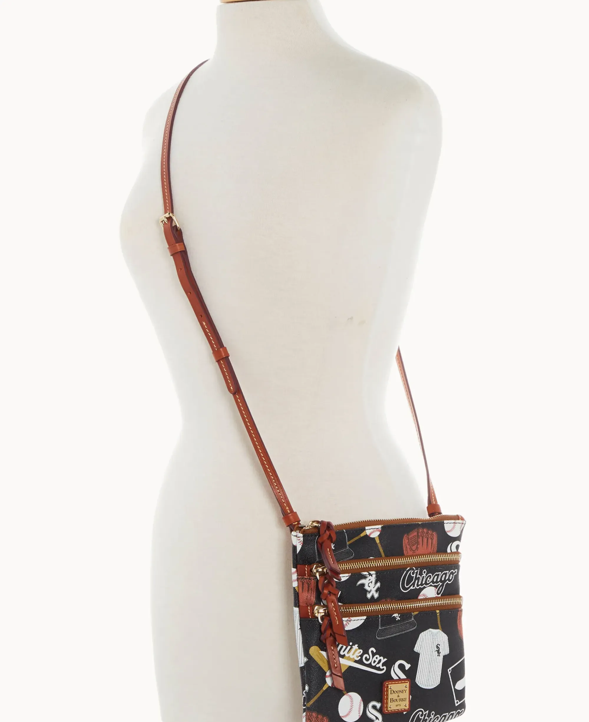 Dooney & Bourke Game Day Ready|Printed Fabric<MLB N S Triple Zip Crossbody White Sox