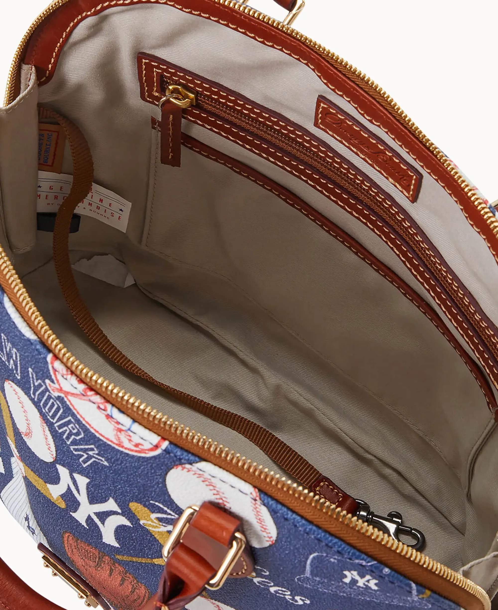 Dooney & Bourke Game Day Ready|Printed Fabric<MLB Zip Zip Satchel Yankees