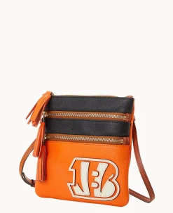 Dooney & Bourke Game Day Ready|Printed Fabric<NFL Triple Zip Crossbody Bengals