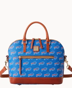 Dooney & Bourke Game Day Ready|Printed Fabric<NFL Domed Zip Satchel BILLS