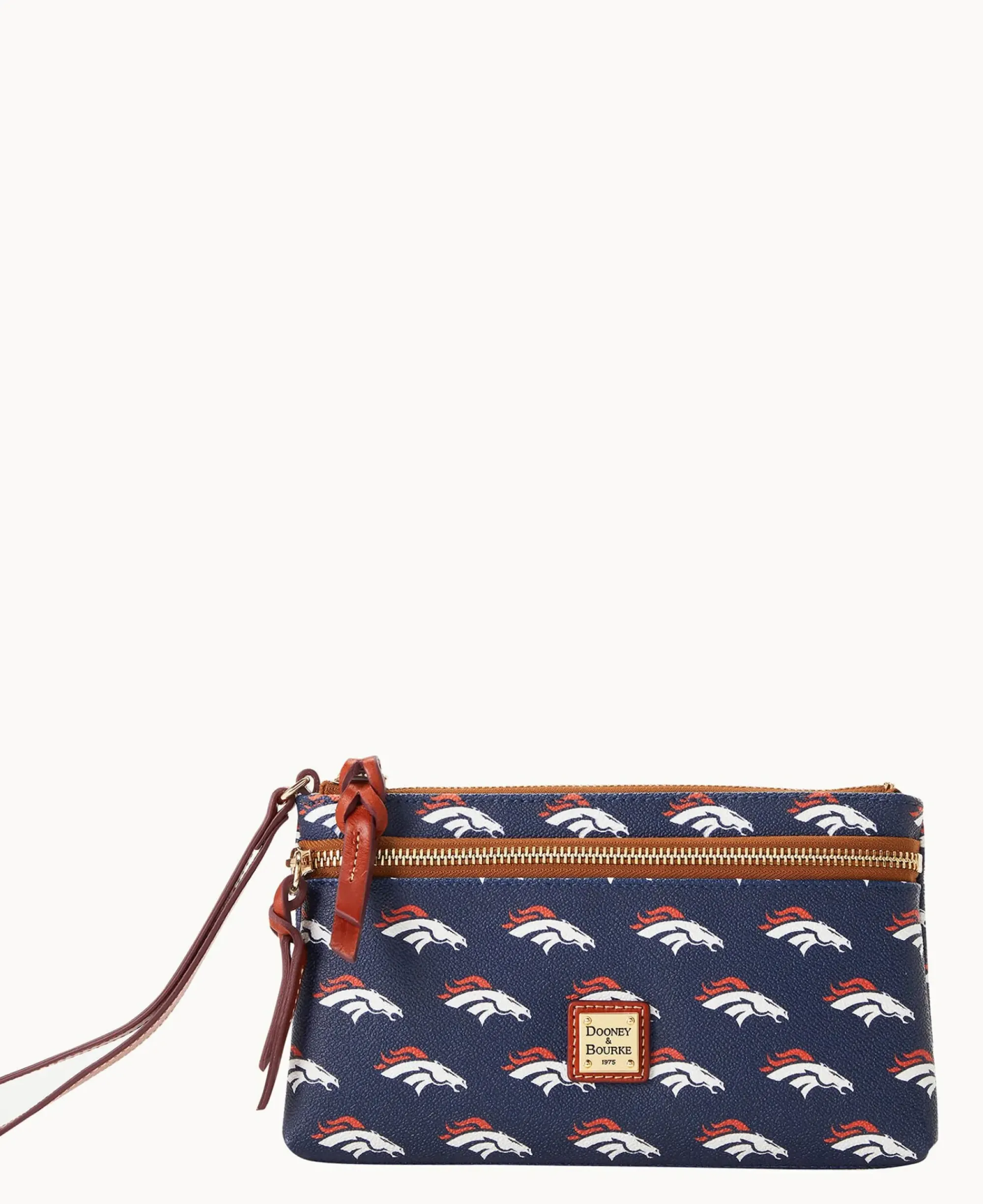 Dooney & Bourke Grab and Go|Wristlets<NFL Broncos Double Zip Wristlet Denver Broncos