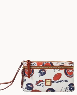Dooney & Bourke Grab and Go|Wristlets<NFL Broncos Double Zip Wristlet Denver Broncos