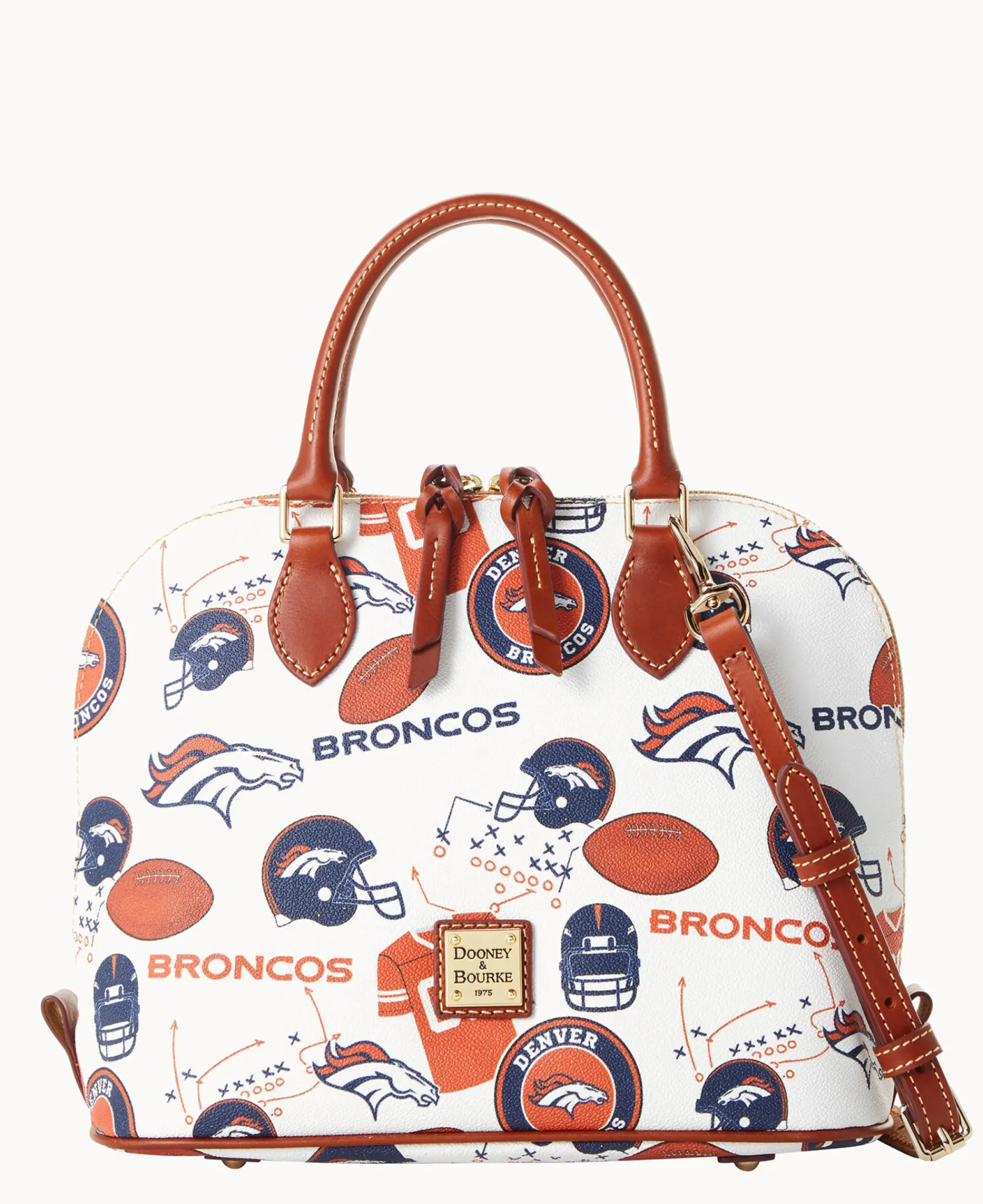 Dooney & Bourke Game Day Ready|Printed Fabric<NFL Zip Zip Satchel BRONCOS