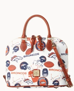 Dooney & Bourke Game Day Ready|Printed Fabric<NFL Zip Zip Satchel BRONCOS