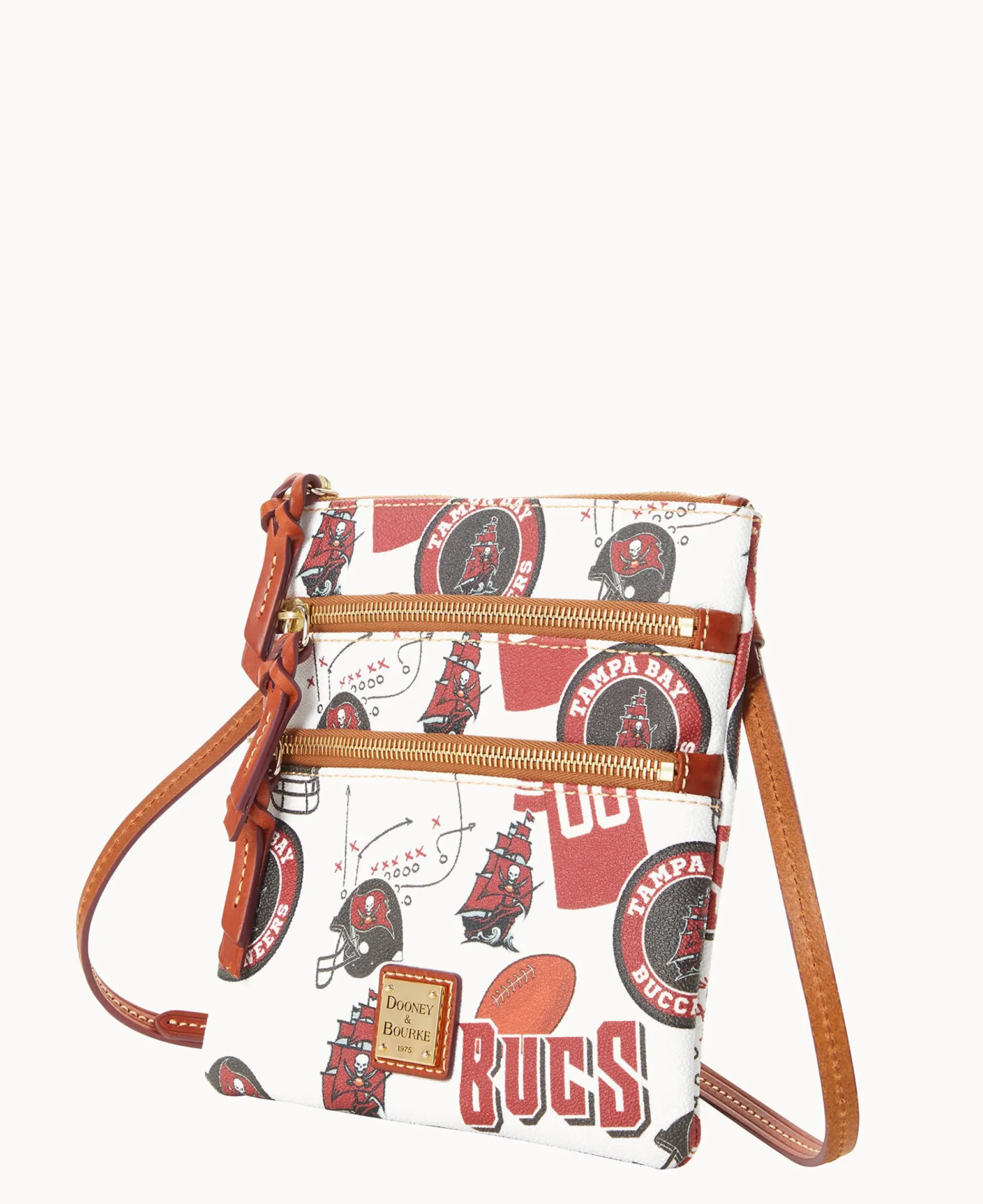 Dooney & Bourke Game Day Ready|Printed Fabric<NFL N S Triple Zip Crossbody BUCCANEERS