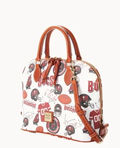 Dooney & Bourke Game Day Ready|Printed Fabric<NFL Zip Zip Satchel Buccaneers