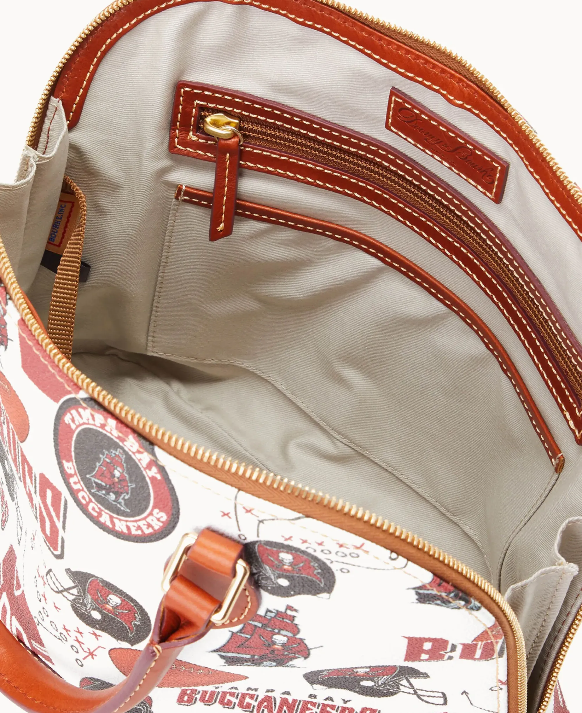 Dooney & Bourke Game Day Ready|Printed Fabric<NFL Zip Zip Satchel Buccaneers