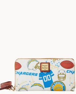 Dooney & Bourke Grab and Go|Wristlets<NFL Large Zip Around Wristlet CHARGERS