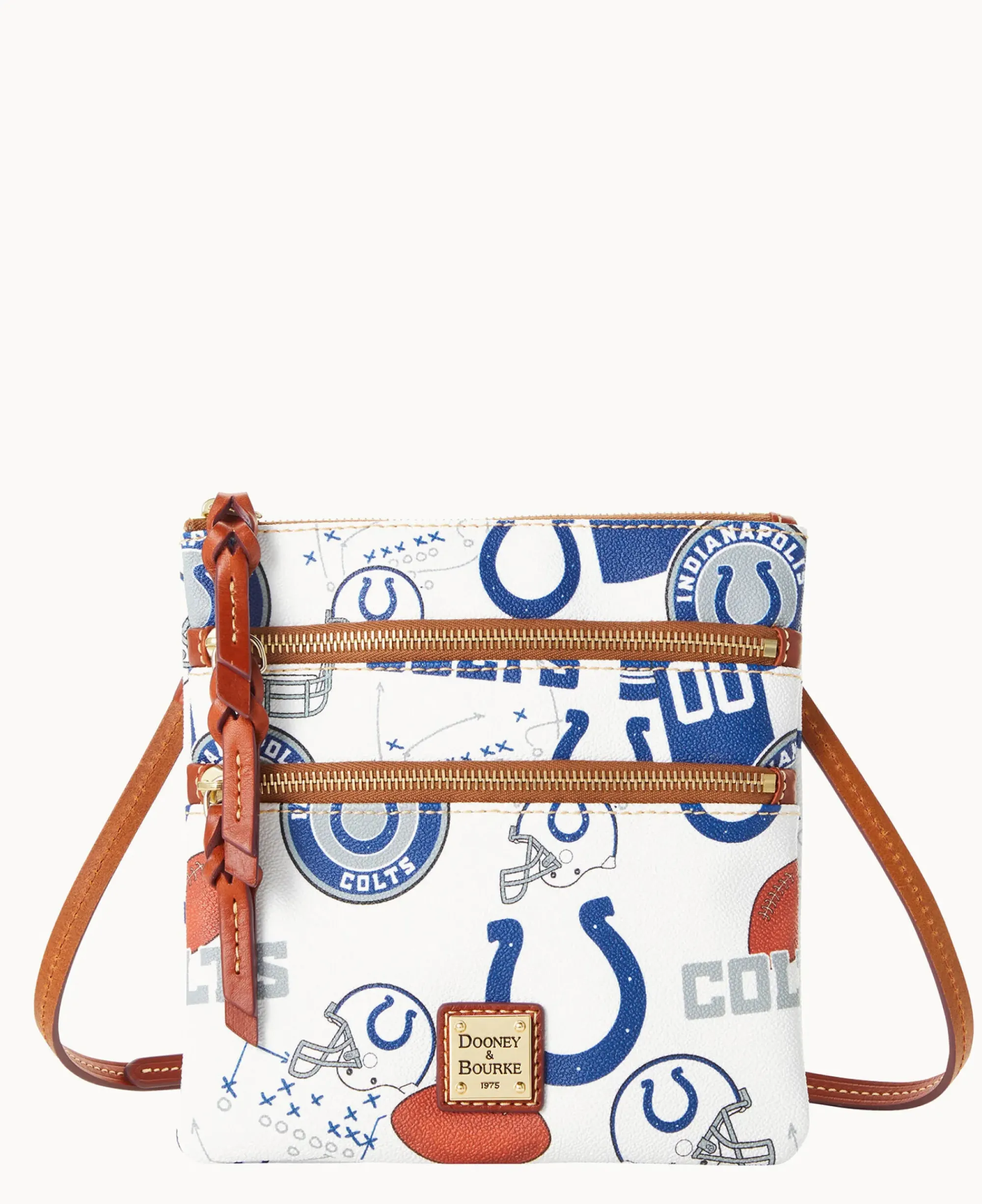 Dooney & Bourke Game Day Ready|Printed Fabric<NFL N S Triple Zip Crossbody COLTS