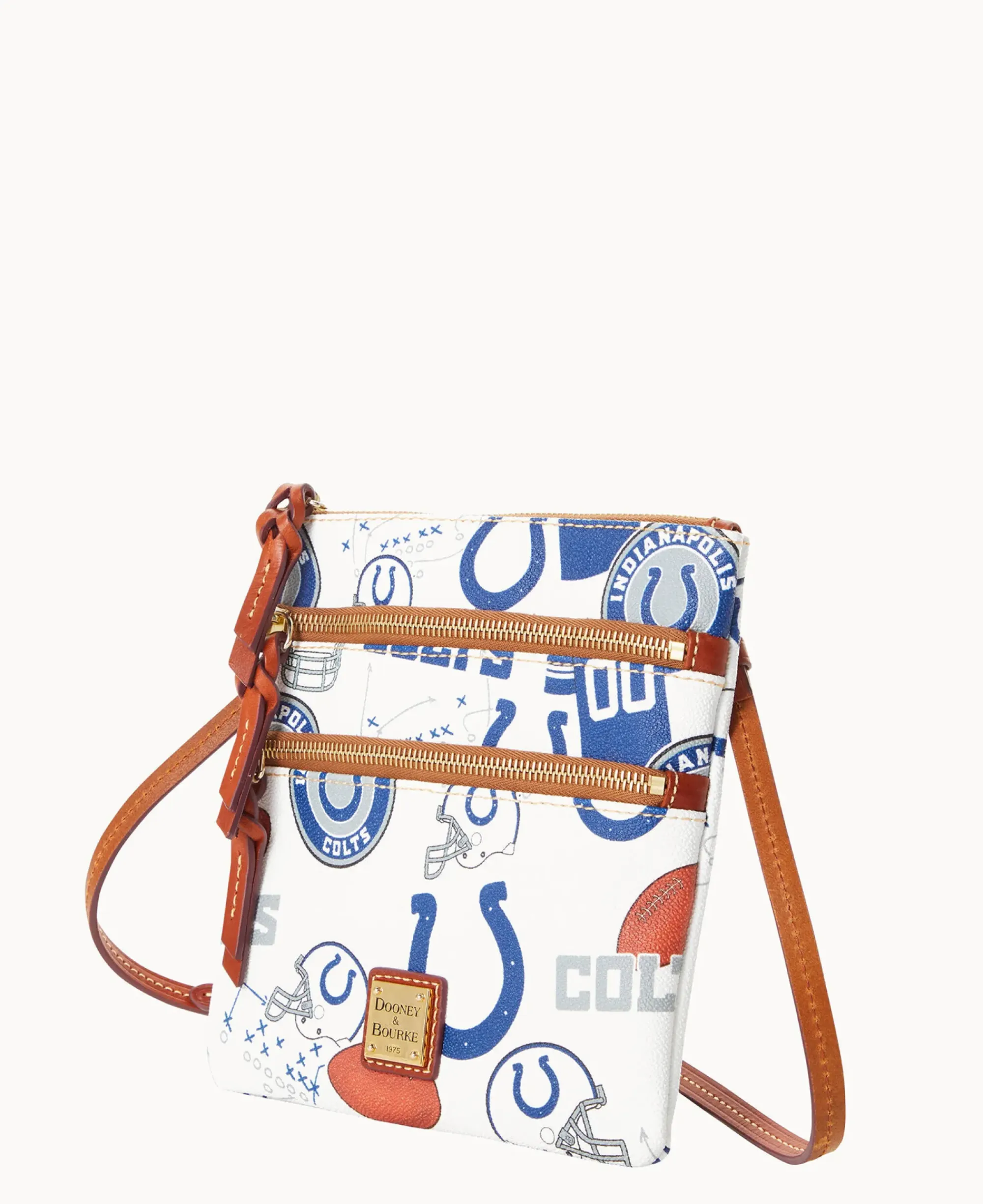 Dooney & Bourke Game Day Ready|Printed Fabric<NFL N S Triple Zip Crossbody COLTS