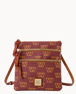 Dooney & Bourke Game Day Ready|Printed Fabric<NFL N S Triple Zip Crossbody Commanders