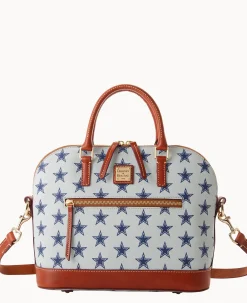 Dooney & Bourke Game Day Ready|Printed Fabric<NFL Domed Zip Satchel COWBOYS