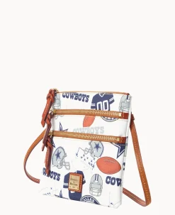 Dooney & Bourke Game Day Ready|Printed Fabric<NFL N S Triple Zip Crossbody COWBOYS