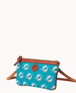 Dooney & Bourke Game Day Ready|Printed Fabric<NFL Large Slim Crossbody Dolphins