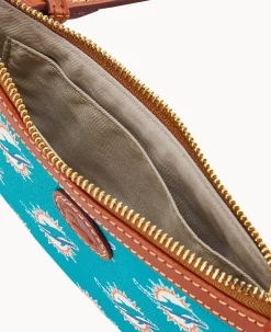 Dooney & Bourke Game Day Ready|Printed Fabric<NFL Large Slim Crossbody Dolphins
