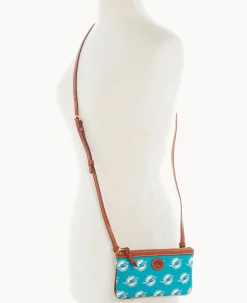 Dooney & Bourke Game Day Ready|Printed Fabric<NFL Large Slim Crossbody Dolphins