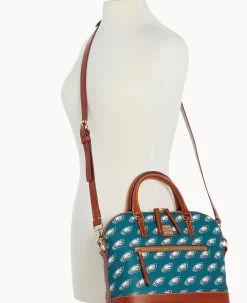 Dooney & Bourke Game Day Ready|Printed Fabric<NFL Domed Zip Satchel Eagles