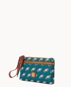 Dooney & Bourke Grab and Go|Wristlets<NFL Eagles Double Zip Wristlet Philadelphia Eagles