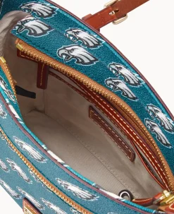 Dooney & Bourke Game Day Ready|Printed Fabric<NFL Small Zip Crossbody EAGLES