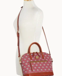 Dooney & Bourke Game Day Ready|Printed Fabric<NFL Domed Zip Satchel 49ERS