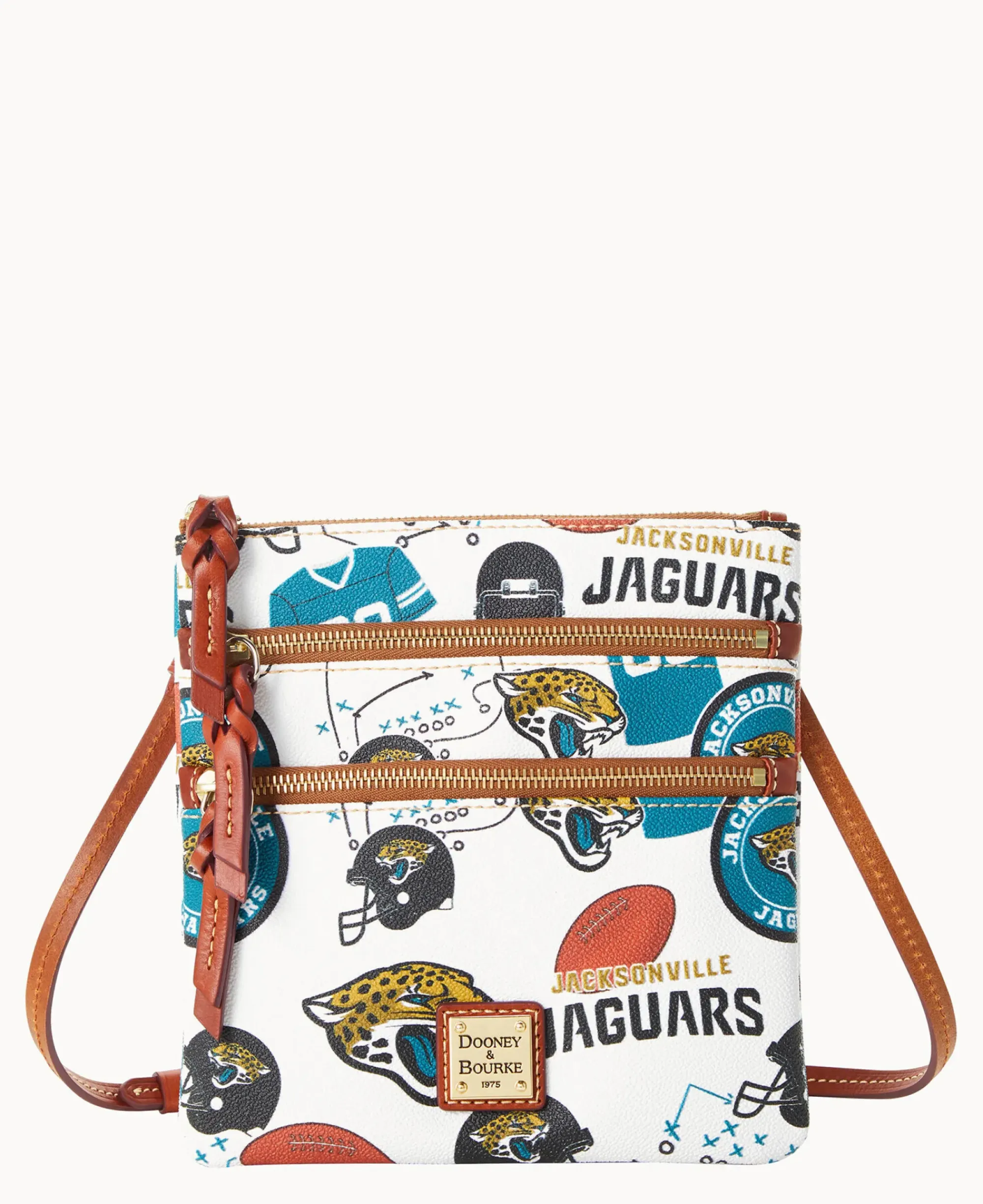 Dooney & Bourke Game Day Ready|Printed Fabric<NFL N S Triple Zip Crossbody JAGUARS