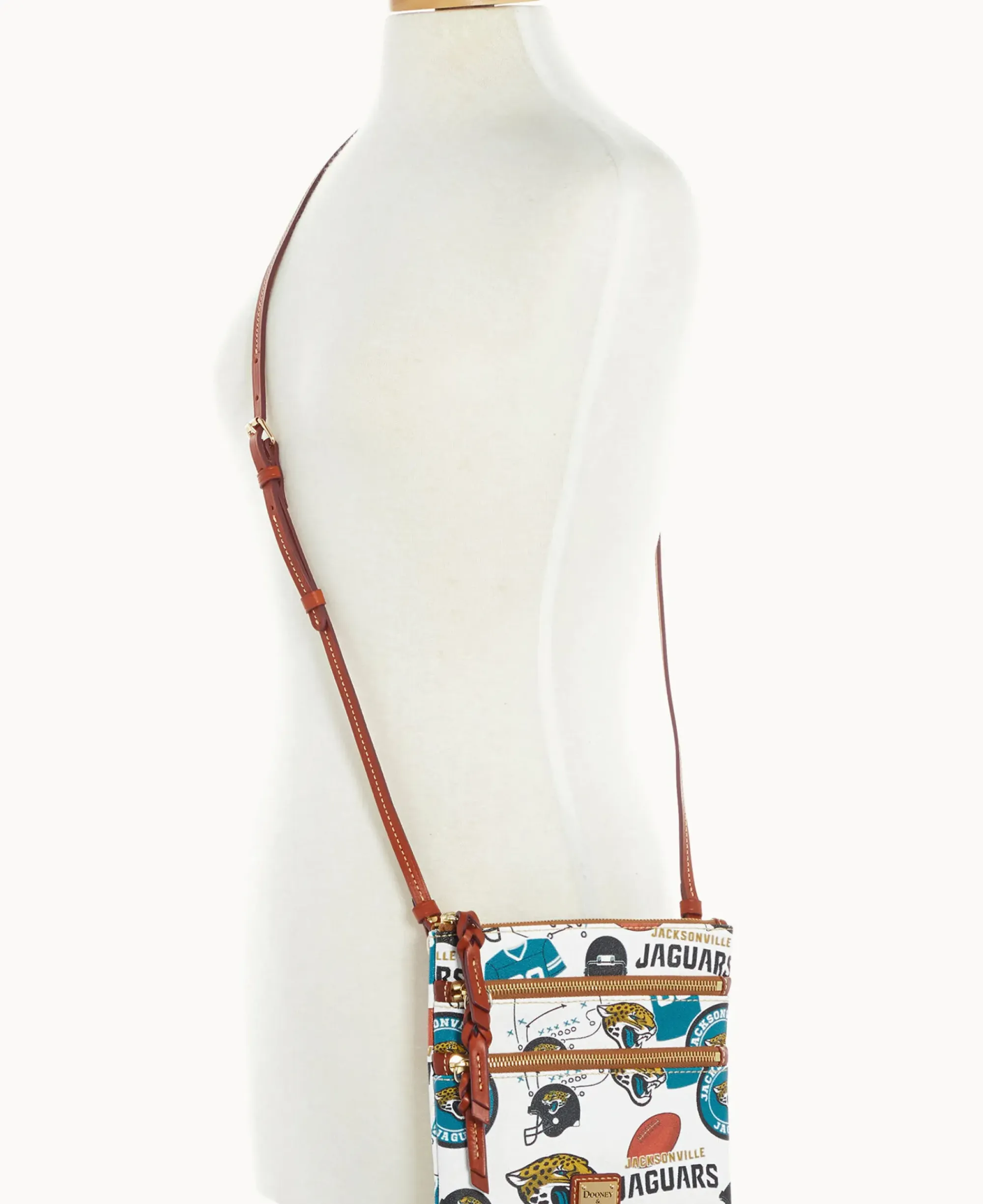 Dooney & Bourke Game Day Ready|Printed Fabric<NFL N S Triple Zip Crossbody JAGUARS
