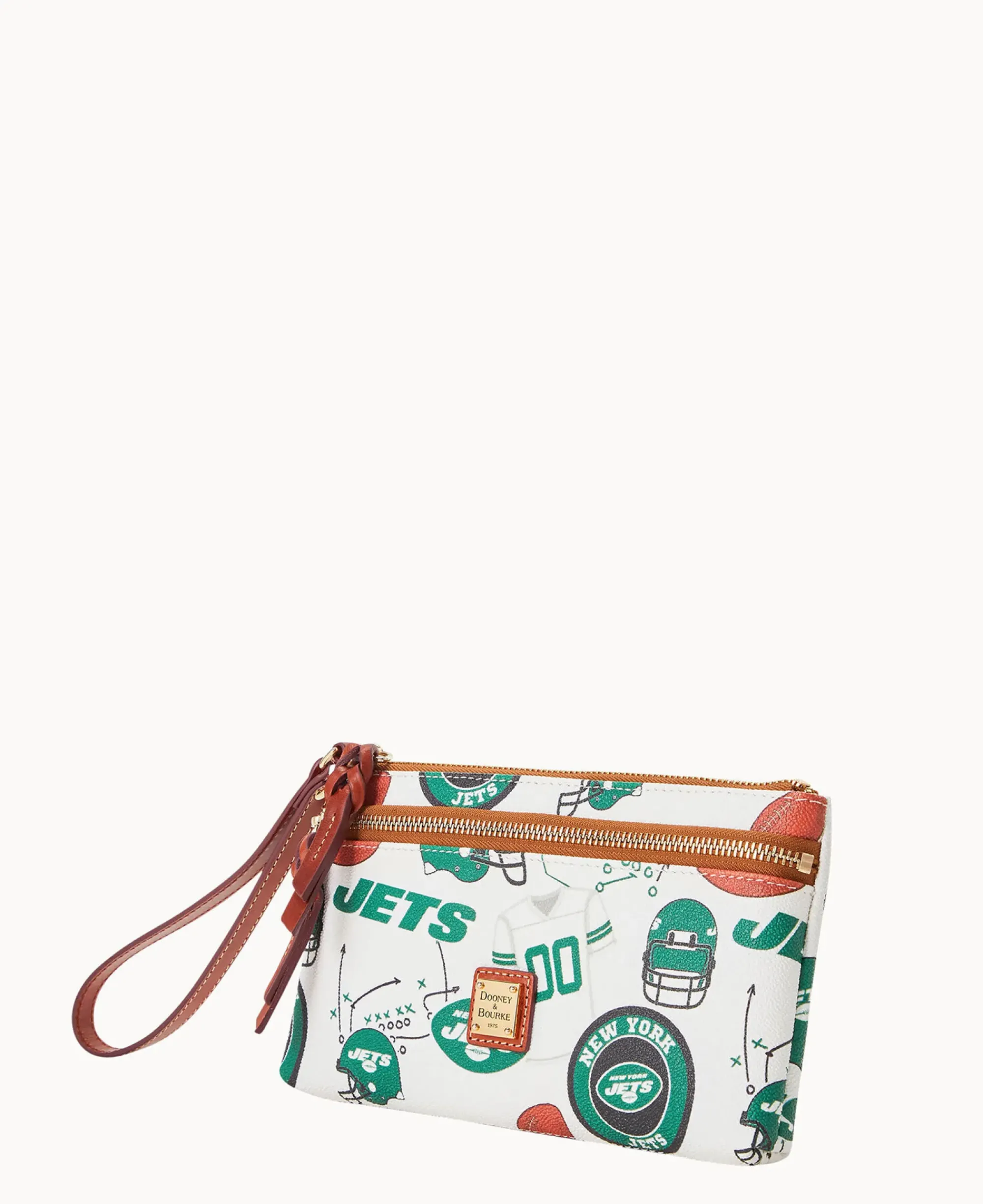 Dooney & Bourke Grab and Go|Wristlets<NFL Jets Double Zip Wristlet New York Jets