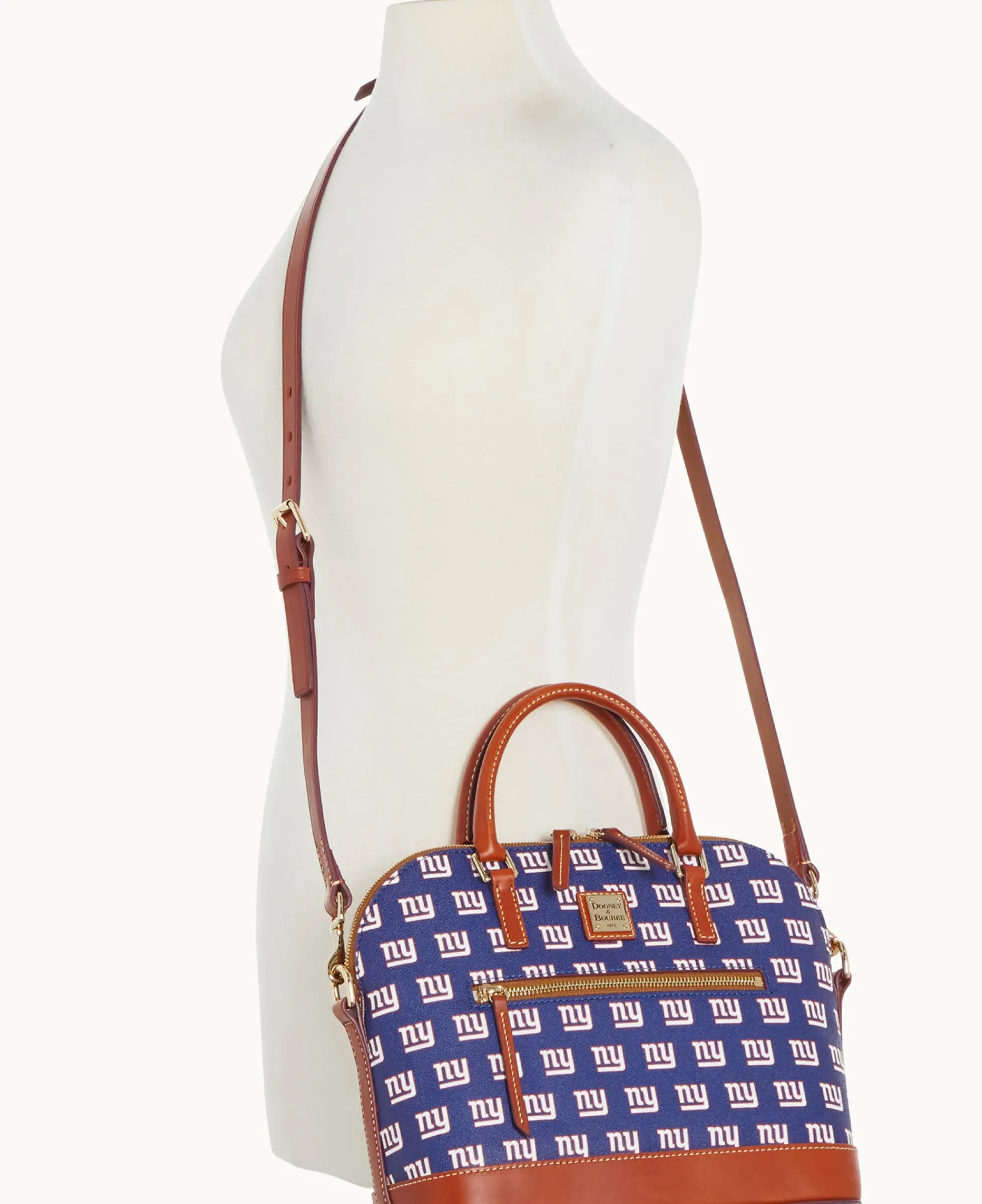 Dooney & Bourke Game Day Ready|Printed Fabric<NFL NY Domed Zip Satchel Giants
