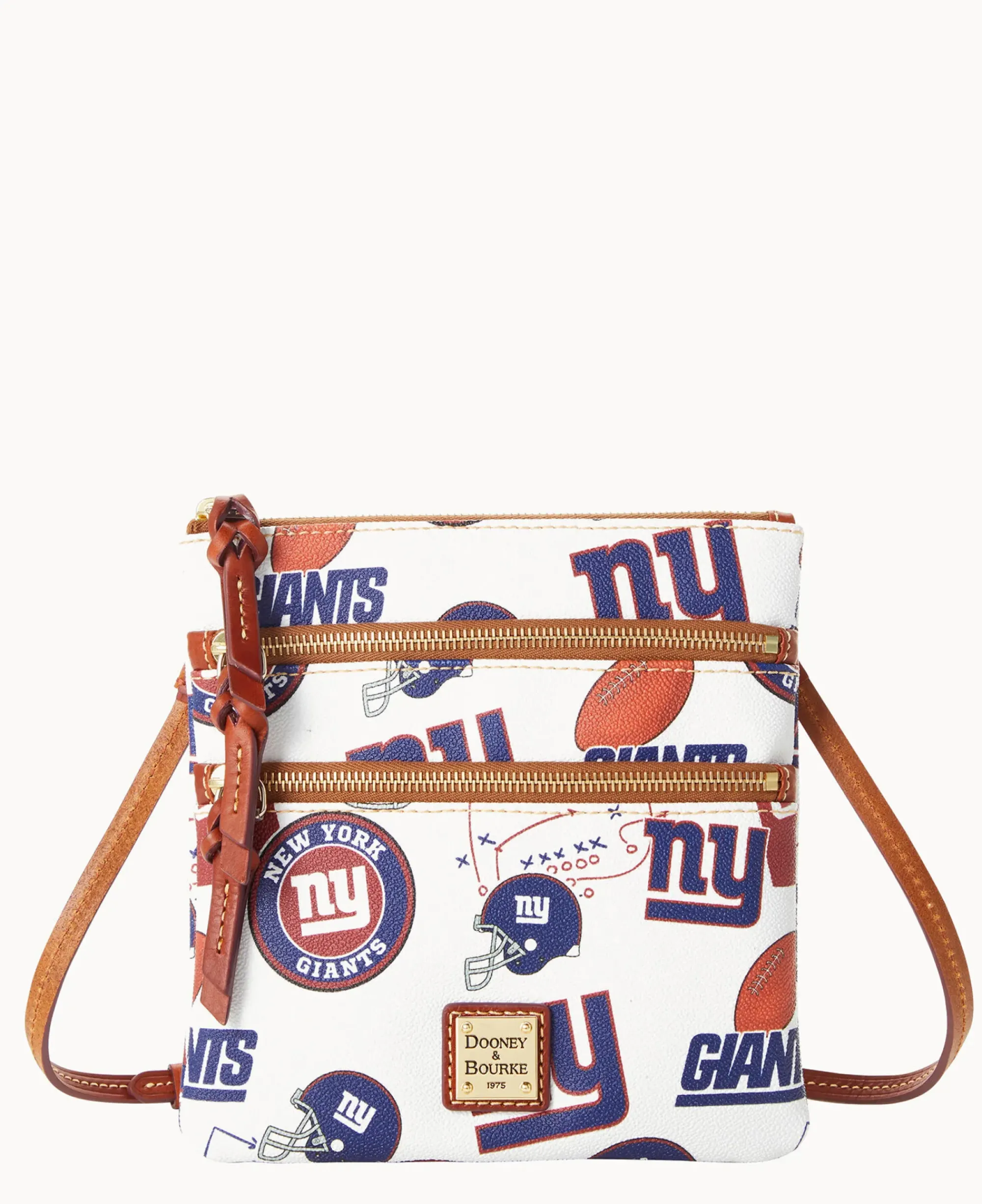 Dooney & Bourke Game Day Ready|Printed Fabric<NFL NY N S Triple Zip Crossbody GIANTS