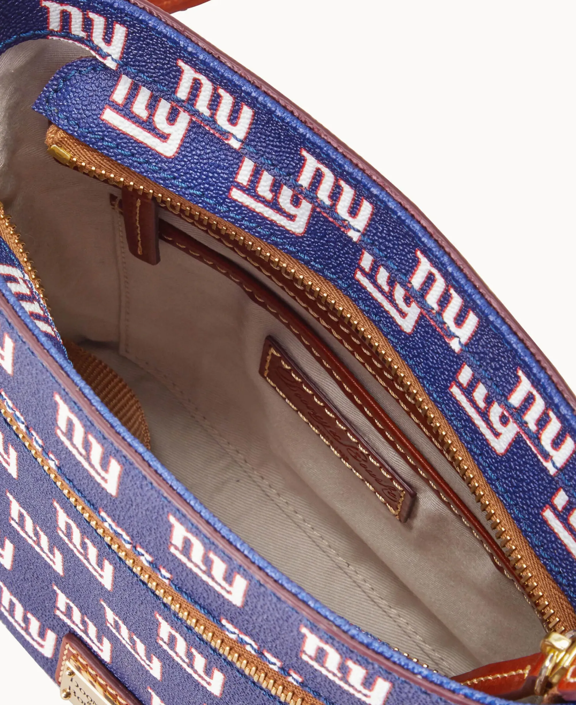 Dooney & Bourke Game Day Ready|Printed Fabric<NFL NY Small Zip Crossbody GIANTS