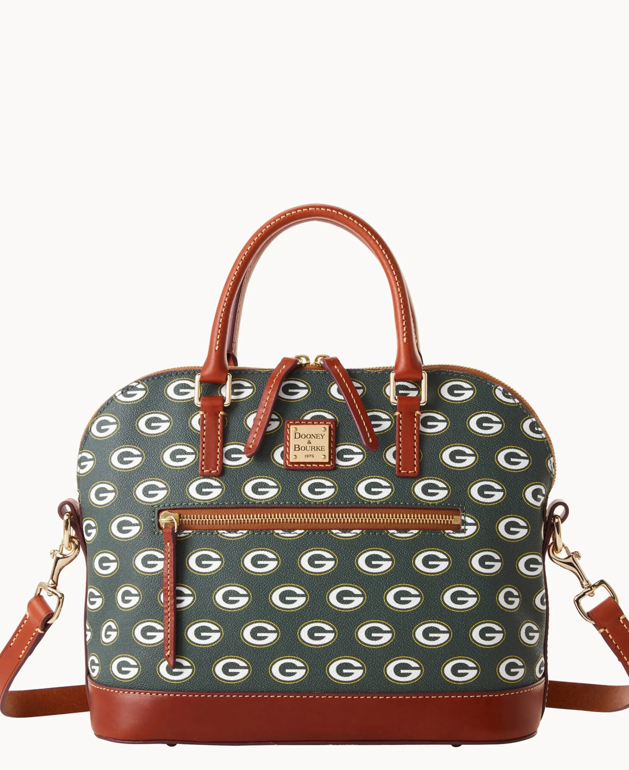 Dooney & Bourke Game Day Ready|Printed Fabric<NFL Domed Zip Satchel PACKERS