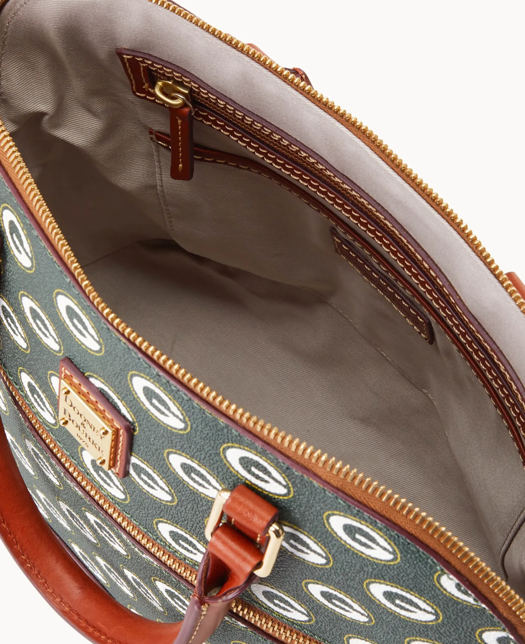 Dooney & Bourke Game Day Ready|Printed Fabric<NFL Domed Zip Satchel PACKERS