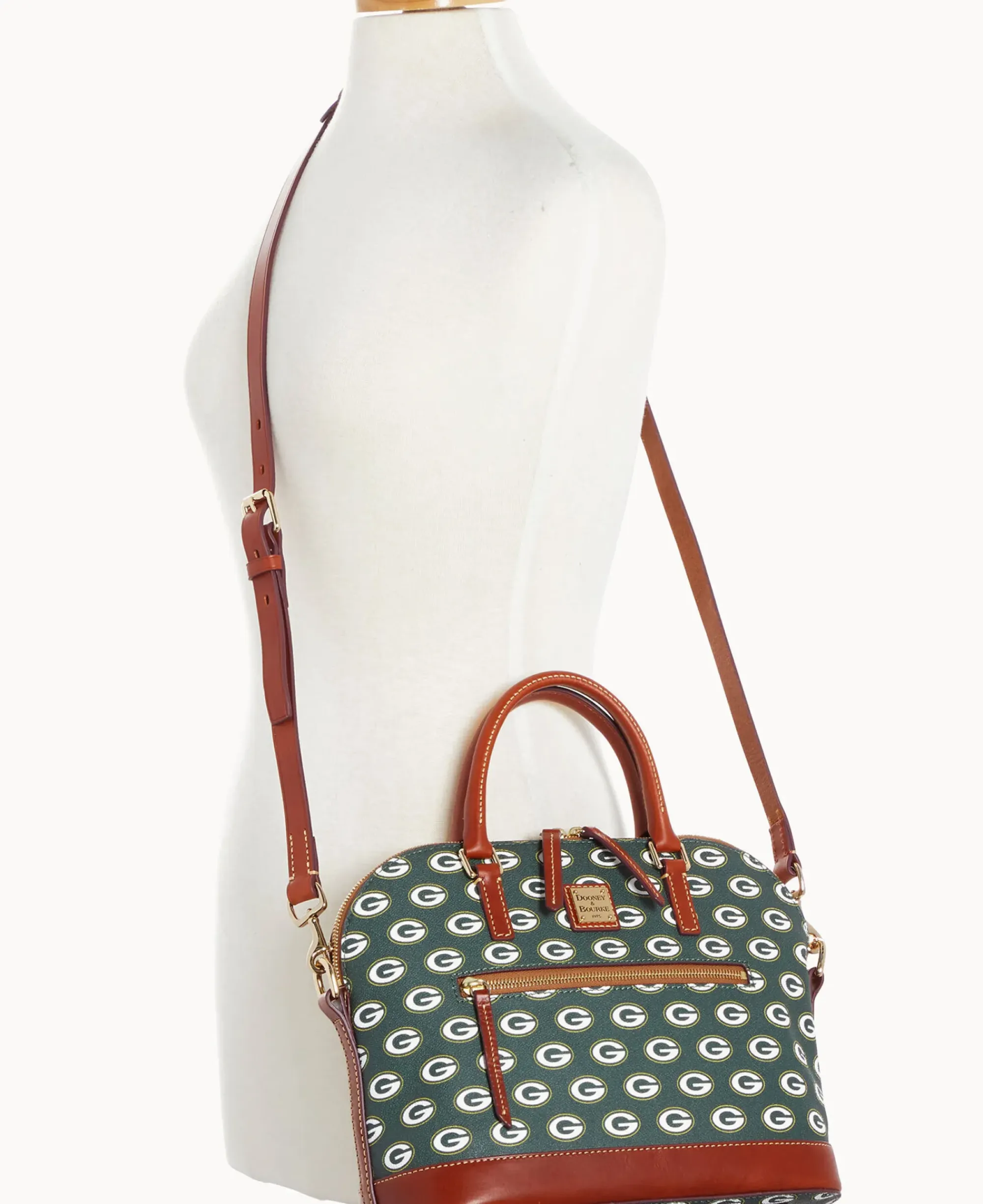 Dooney & Bourke Game Day Ready|Printed Fabric<NFL Domed Zip Satchel PACKERS