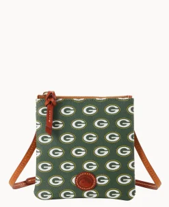Dooney & Bourke Game Day Ready|Printed Fabric<NFL Small North South Top Zip Crossbody Packers