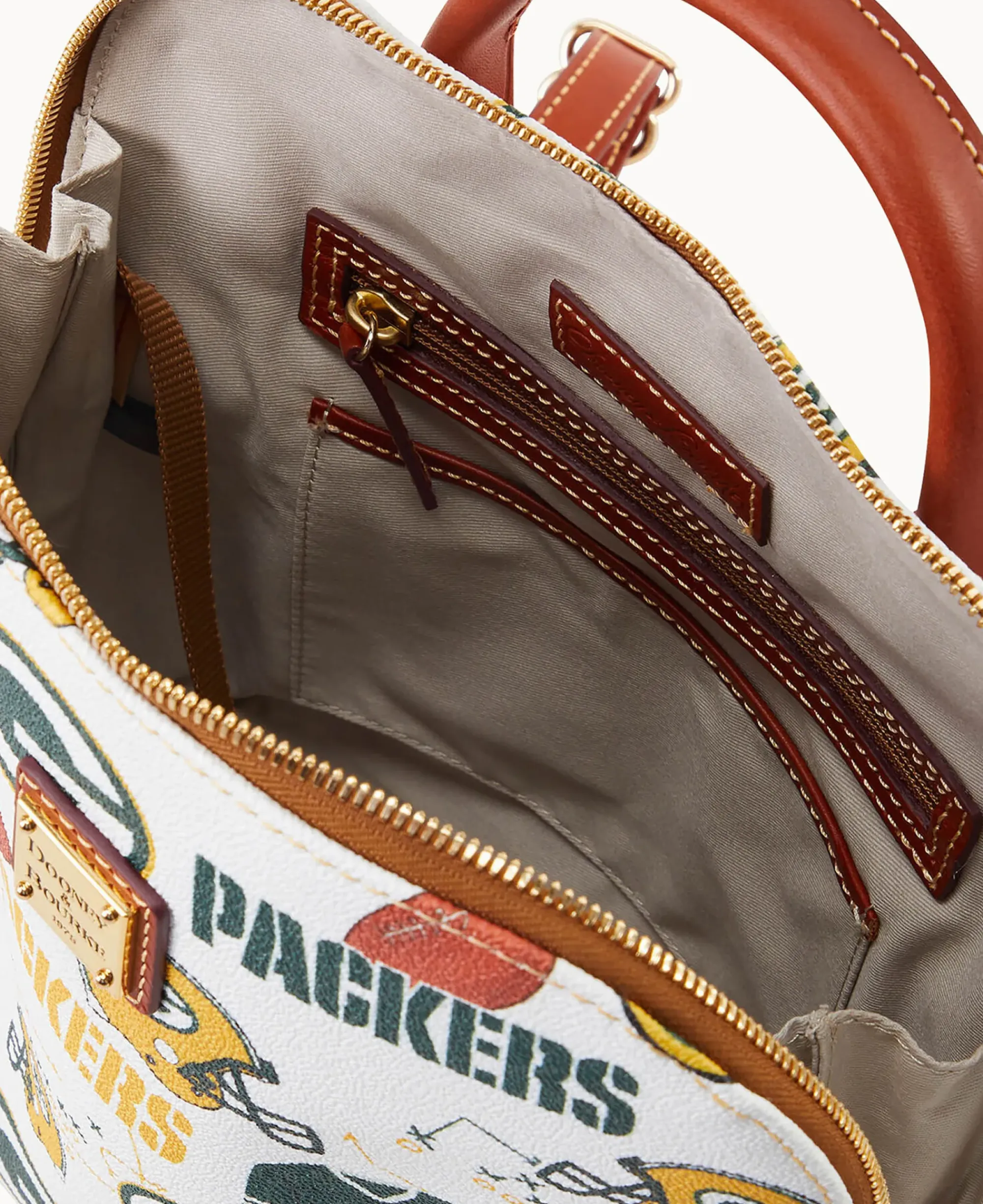 Dooney & Bourke Game Day Ready|Printed Fabric<NFL Zip Pod Backpack PACKERS