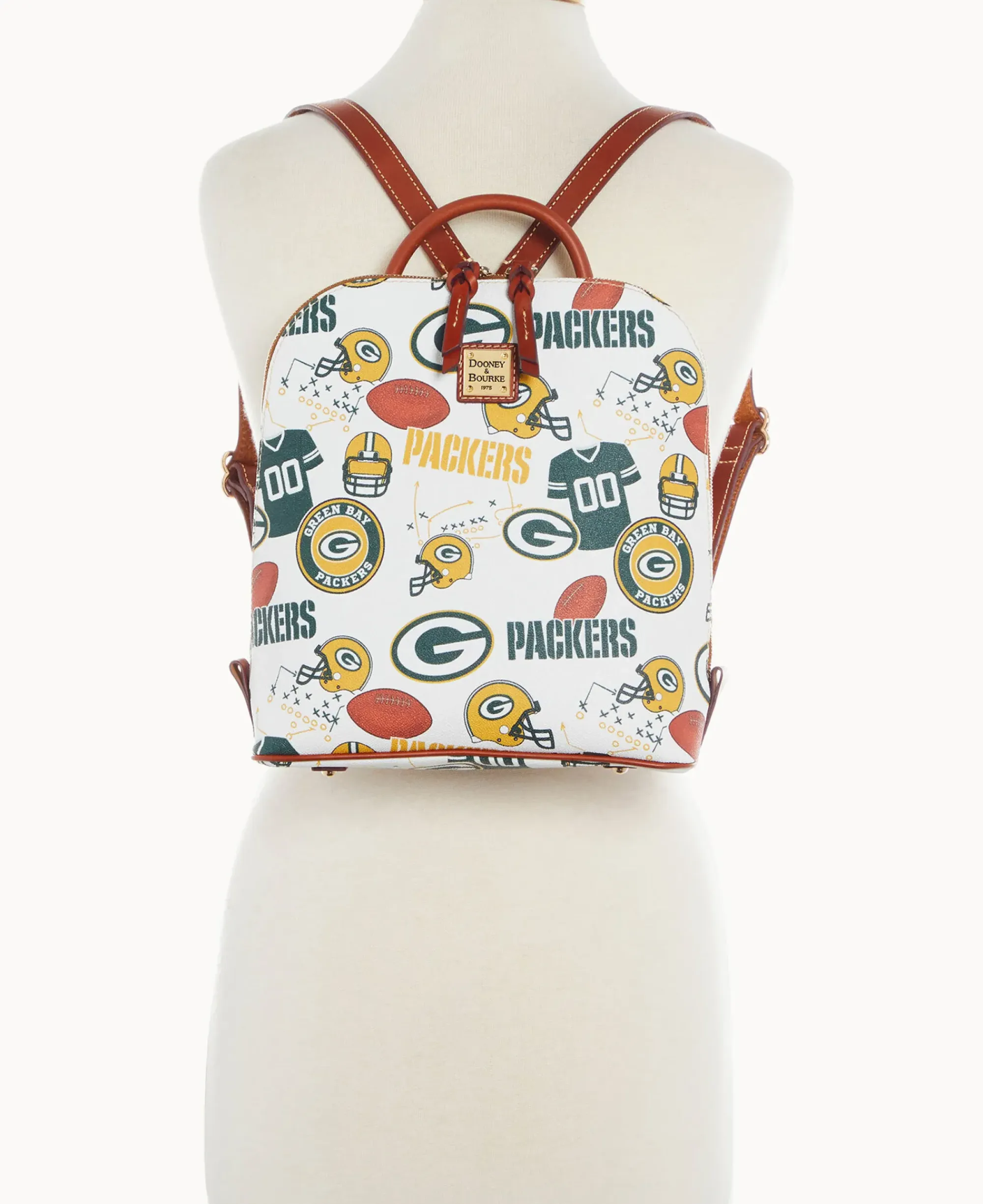 Dooney & Bourke Game Day Ready|Printed Fabric<NFL Zip Pod Backpack PACKERS
