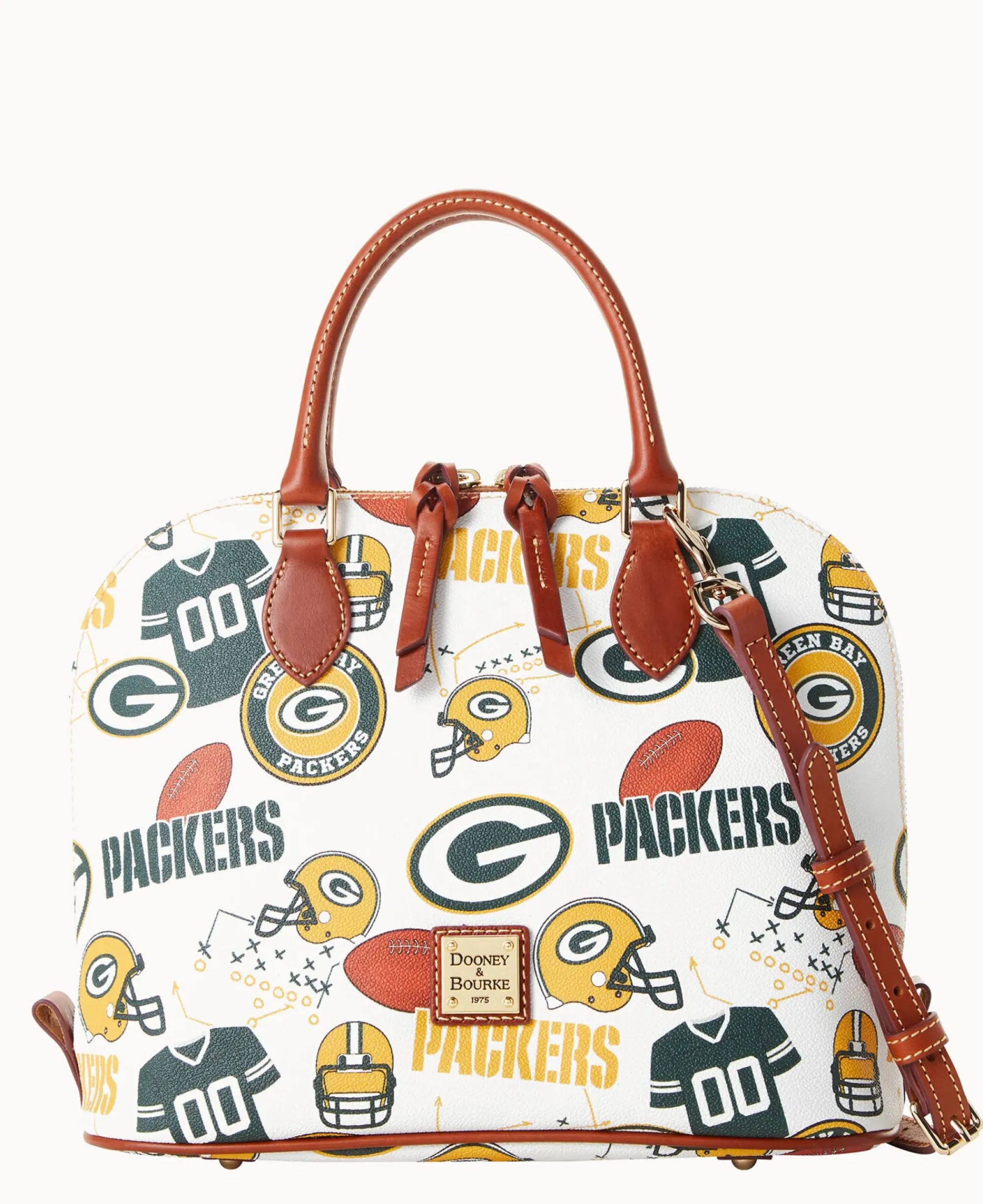 Dooney & Bourke Game Day Ready|Printed Fabric<NFL Zip Zip Satchel PACKERS