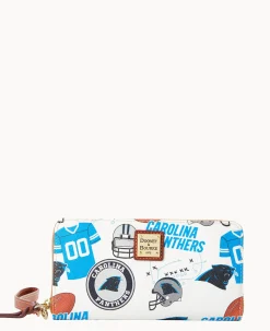 Dooney & Bourke Grab and Go|Wristlets<NFL Large Zip Around Wristlet PANTHERS