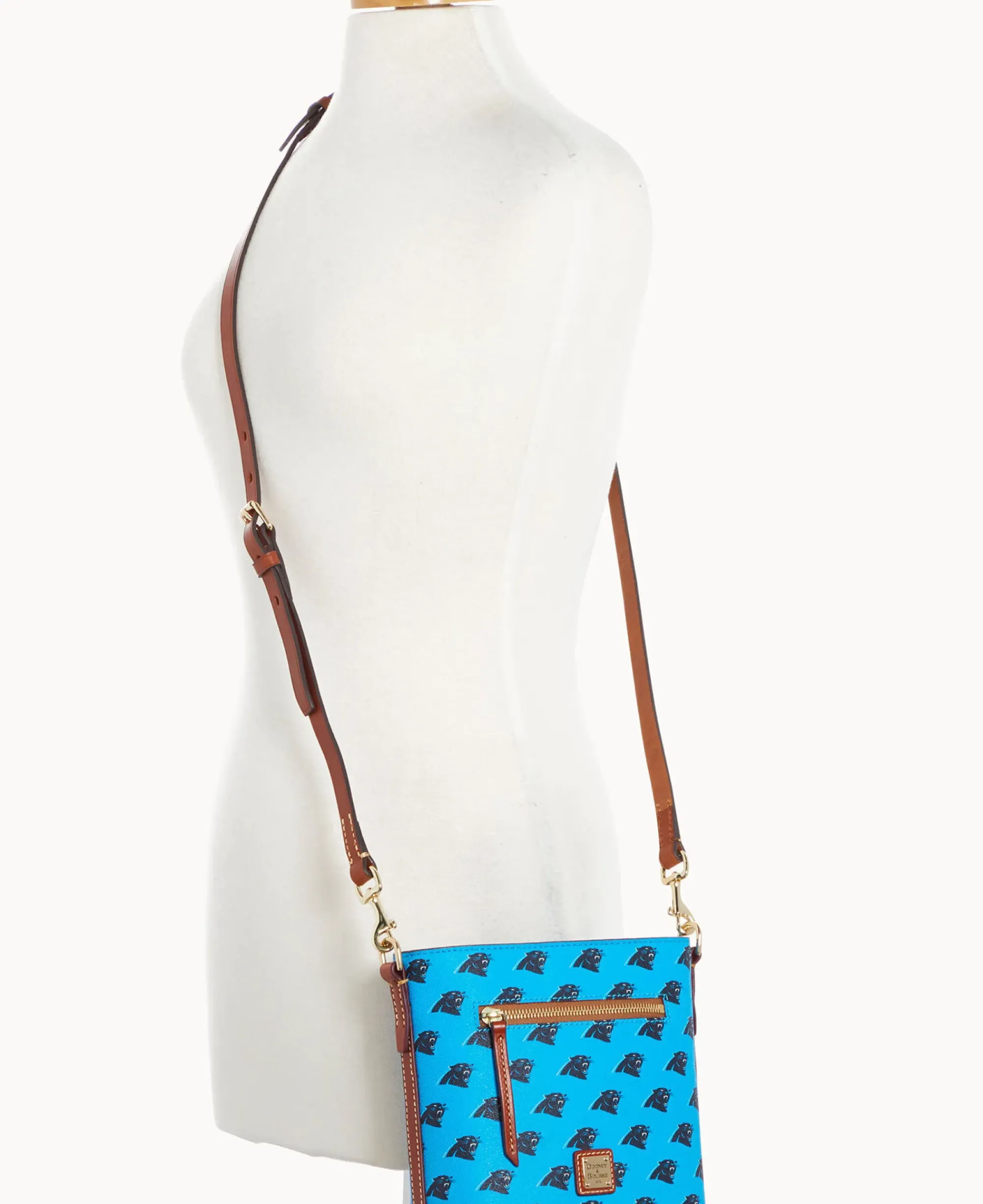 Dooney & Bourke Game Day Ready|Printed Fabric<NFL Small Zip Crossbody PANTHERS