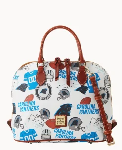 Dooney & Bourke Game Day Ready|Printed Fabric<NFL Zip Zip Satchel PANTHERS